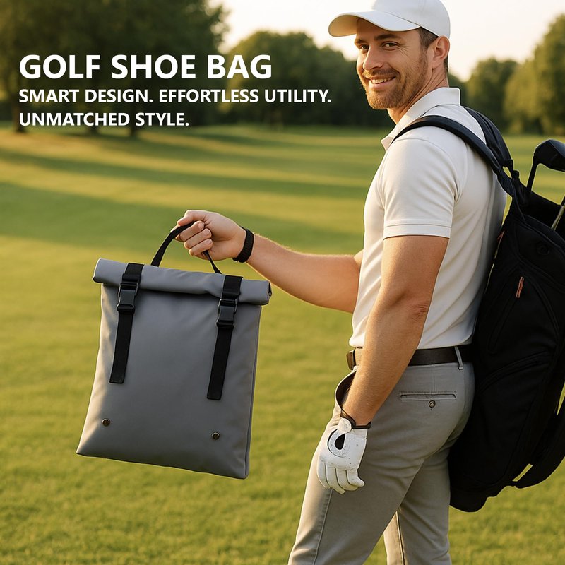 Premium Travel & Golf Shoe Bag – Water-Resistant TPU Cleat Bag for Men’s Golf Shoes (Up to Size 14) | Washable, Vented, Lightweight Shoe Organizer for Sports, Gym & Travel
