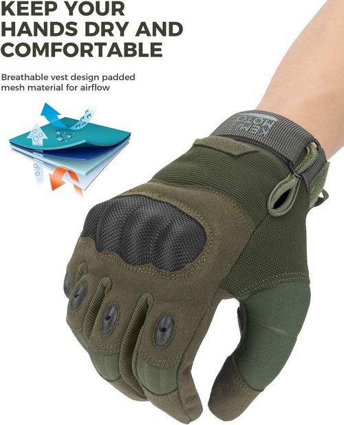 KEMIMOTO Tactical Gloves - Touchscreen Motorcycle Gloves with Hard Shell & Palm Padding | Perfect for Sports, Cycling, and Outdoor Activities