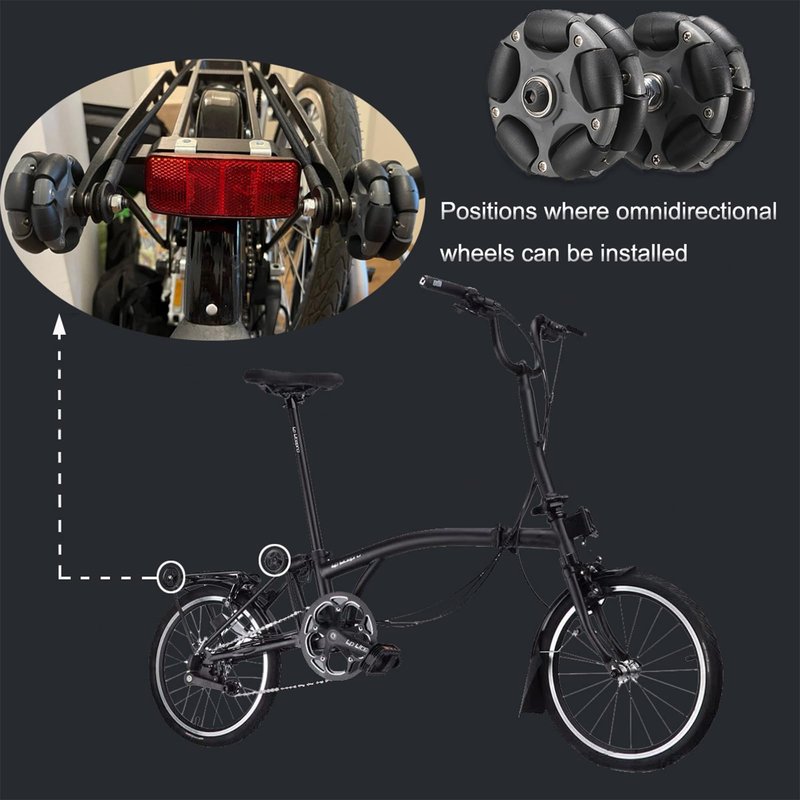 DJCRAWLER 58mm Omni Rack Easy Wheels (S1 level) for Brompton Folding Bike & Electric Bicycle, 10KG Load Omni-direction Roller Replacement Accessories with Bearing [M6*45MM/60MM Screws] (gray)