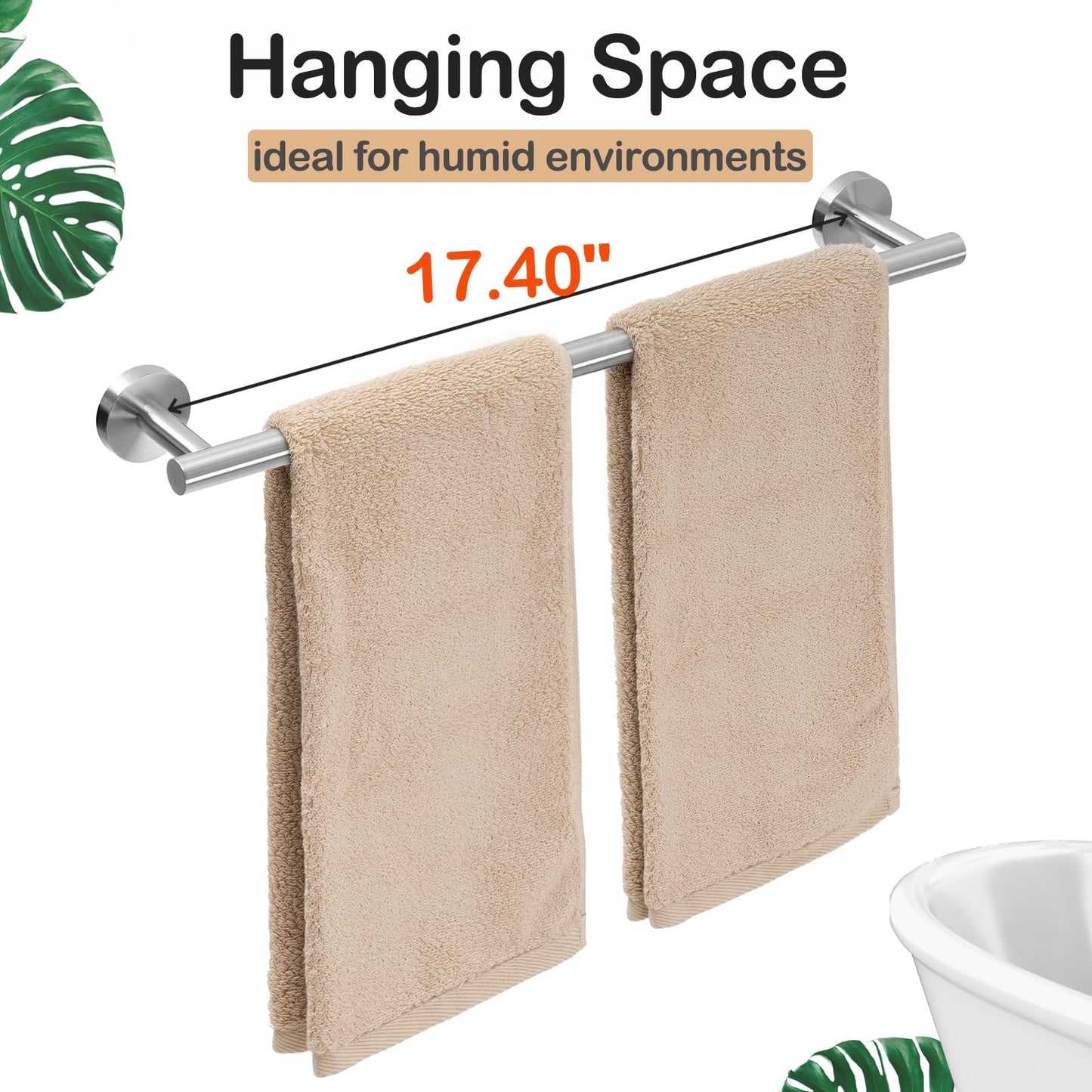 Bath Towel Bar, 20 Inch Towel Racks for Bathroom Wall Mounted, Heavy Duty Bathroom Towel Holder Organizer, Stainless Steel Modern Home Decor Towel Rod, Brushed Nickel