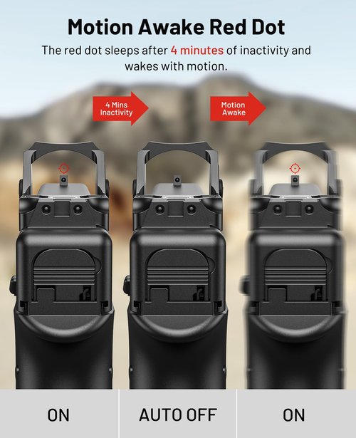 EZshoot Multi Reticle Red Dot Sight,Compatible with RMR Footprint,2MOA Dot&32MOA Circle Motion Awake Open Reflex Sight, Full-Sized Optics with Adapter Plate for MOS,Shockproof&Waterproof (red dot)