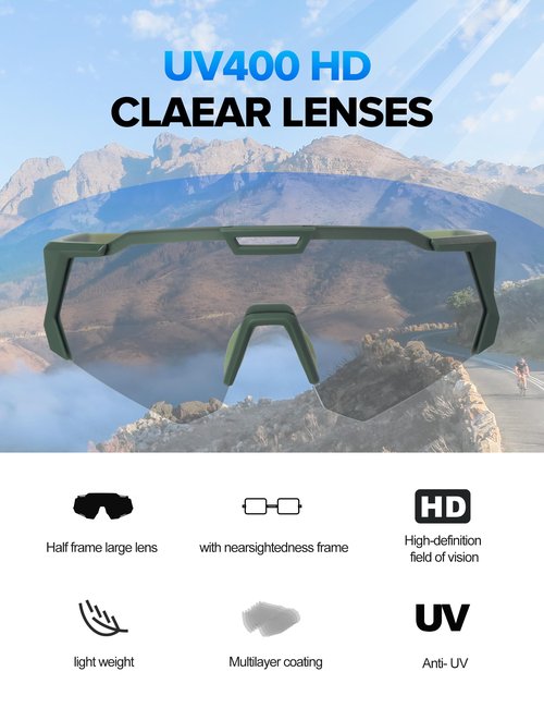 LAMEDA Photochromic anti-fog Sports Sunglasses for Men Women, UV 400 Protection Cycling Glasses Sunglasses for Biking Running