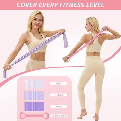 FiitDavz Home Pilates Kit 20 PCS, Pilates Equipment with Pilates Ring and Ball, 9 Level Resistance Bands, Jump Rope, Ankle Weights,Sliders & Grip Socks Accessories for Starter Home Workouts