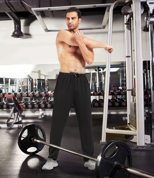 Lomsoe Men's Athletic Pants - Lightweight Workout Sweat Pants with Zip Pockets | 3 Pack