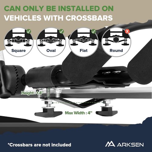 ARKSEN Universal Folding Kayak Roof Rack - Heavy Duty Adjustable J-Bar Carrier for Cars, SUVs & Trucks