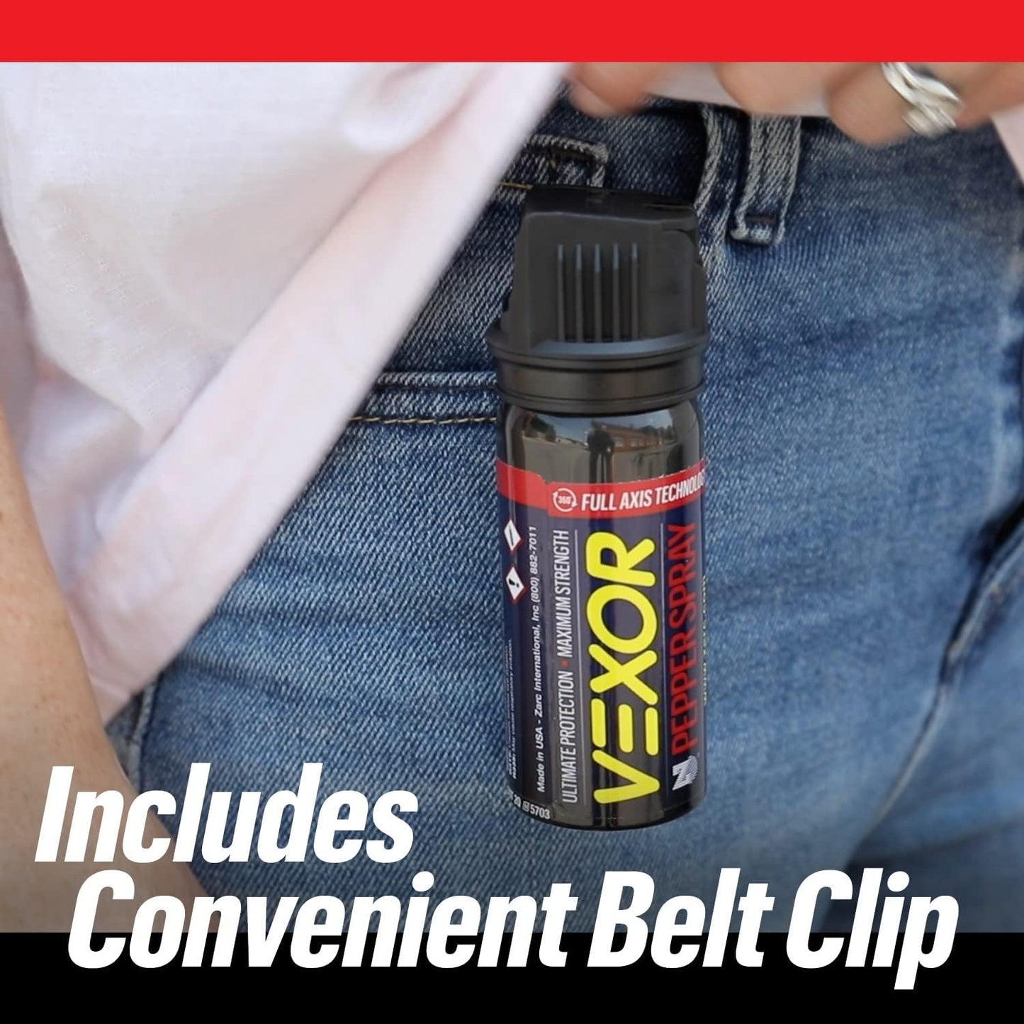 Vexor Pepper Spray - Maximum Police Strength Self Defense Spray | 20-Foot Range, Belt Clip, Flip Top Safety