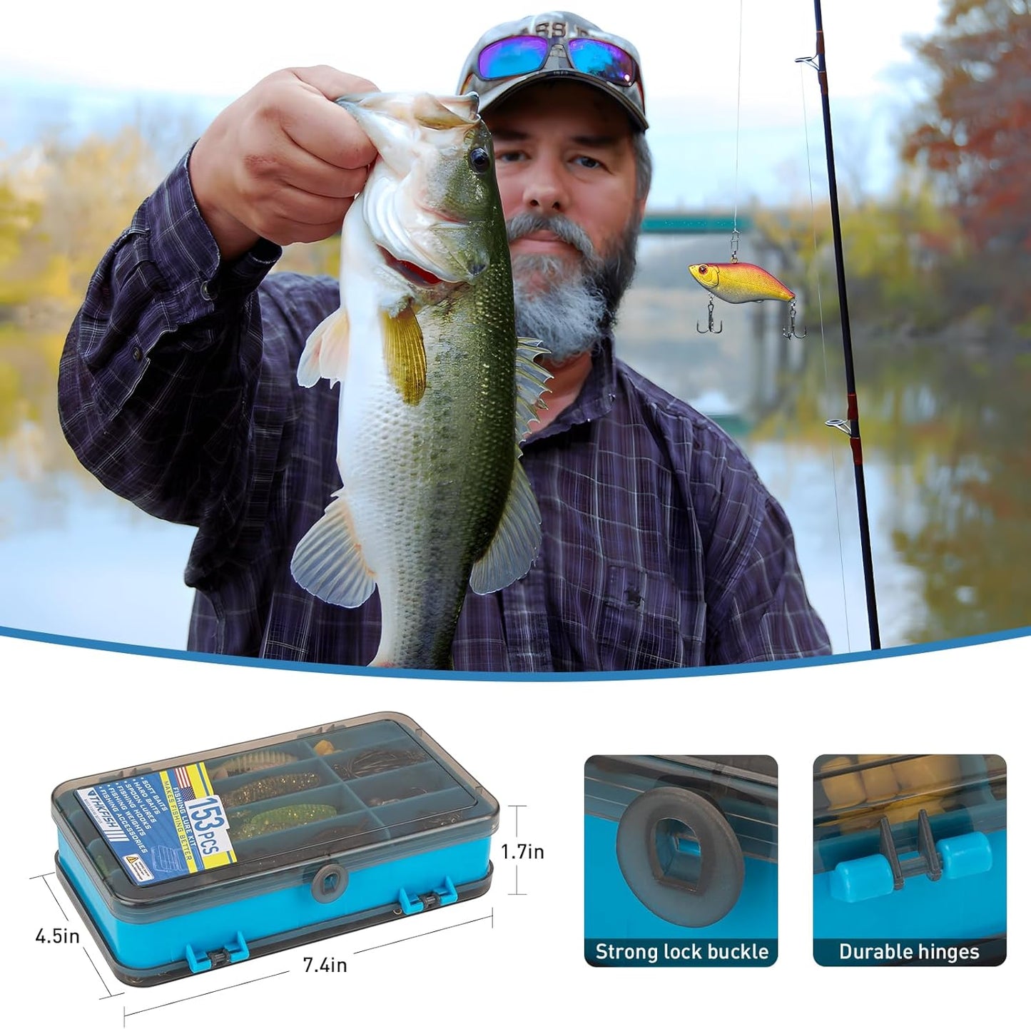 THKFISH Fishing Lures Kit - Complete Bass Fishing Gear with Topwater Baits & Accessories | Freshwater Tackle Box