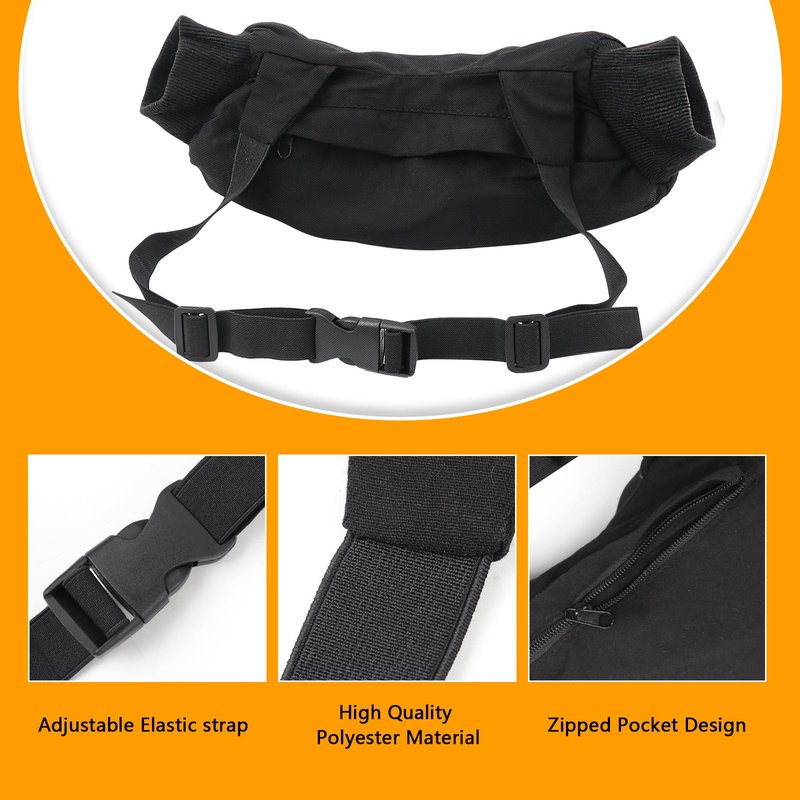 2 Pcs Football Hand Warmer Pouch, Football Warmer Bag Black HandWarmer Pouch Hand Muffs with Zipper Pocket and Adjustable Strap for Soccer, Golf, Fishing, Winter Outdoor Walk (Youth)