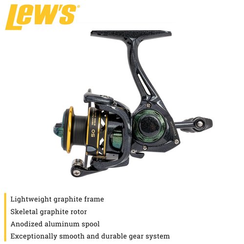 Lew’s Wally Marshall Signature Series Spinning Fishing Reel, Size 50 Reel, 5.0:1 Gear Ratio, Graphite Frame and Rotor, Interchangeable Retrieve
