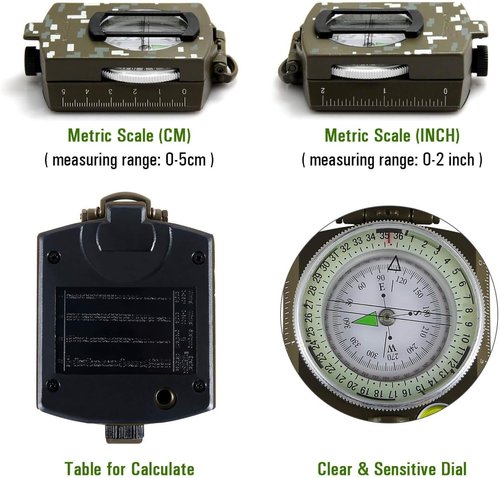 Eyeskey Tactical Survival Compass - Waterproof & Impact Resistant | Lensatic Sighting with Lanyard & Pouch