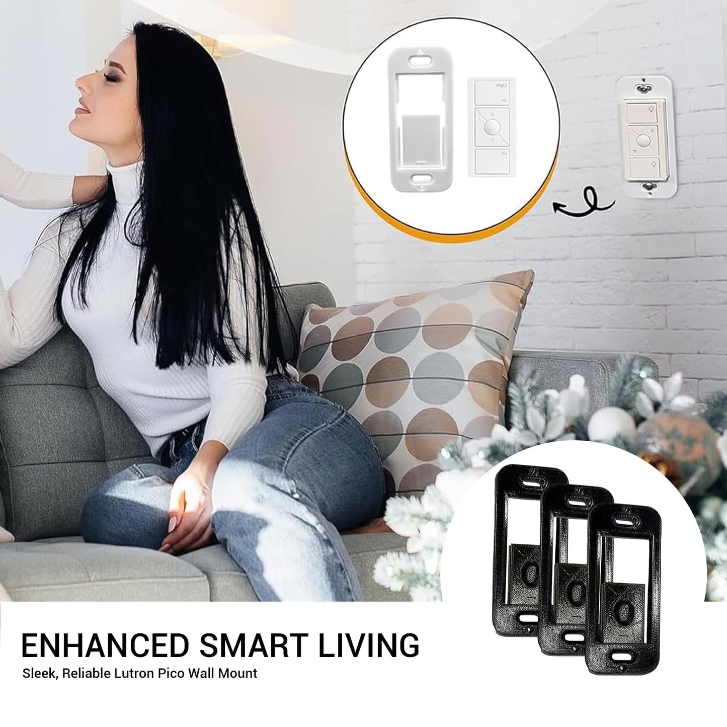 Remote Wallplate Bracket Compatible with Lutron Pico Remote Seamless Remote Snap in Installation Wall Bracket for Lutron Smart Switch - Black or White Shipped Randomly (3pcs)