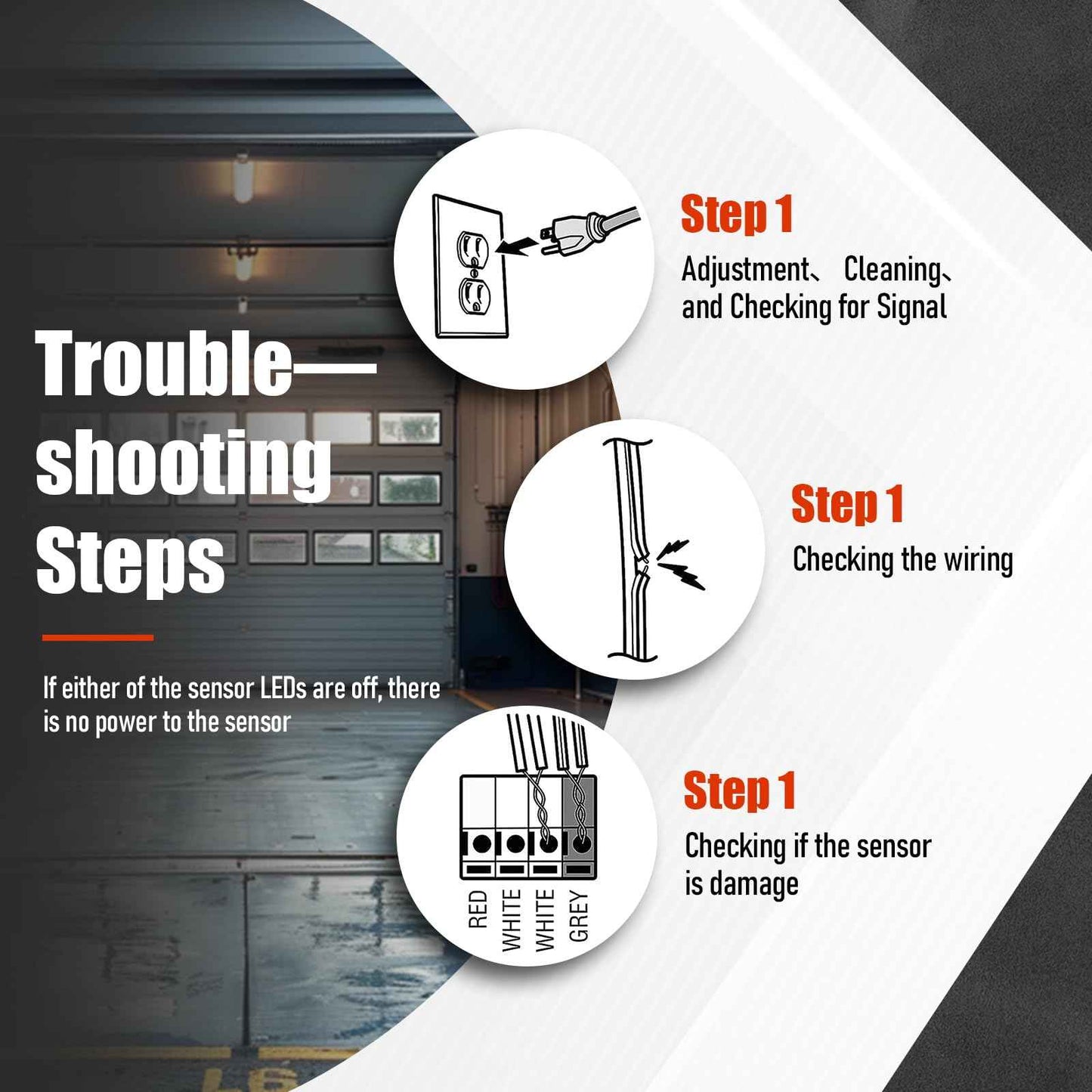 GSTB-R STB-BL Safety Sensors, Compatible with Genie/Overhead Garage Door Openers Made After 1993, Replacement for Genie/Overhead Garage Door Sensors, Item Includes Two Sensors (Receiving&Sending)