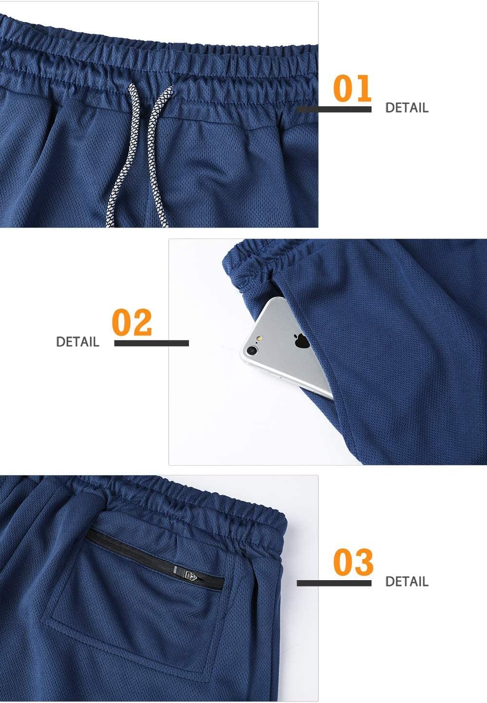 Surenow Men's 2-in-1 Athletic Gym Shorts - Quick Dry, Lightweight Workout Shorts with Pockets - 3 Pack
