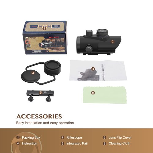 Aomekie 5 MOA Red Dot Sight Airsoft Scope Reflex Sight with 30mm Reflex Lens Wide Field of View of (19m at 100m) Waterproof & Shockproof & Fog-Proof with 1 intergrated Rail