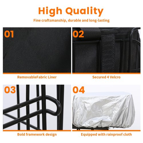 Bike Basket Rear Folding Large Bicycle Rear Basket with Removable Liner Bag and Waterproof Cover Large Capacity Ebike Rear Basket Metal for Adult Women/Men Carrying Dogs Pets Fruit & Grocery