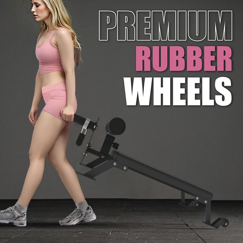 Garvee Nordic Curl Machine,Hamstring & Glute Bench Adjustable with Wheels, Nordic Bench for Home Gym,Black