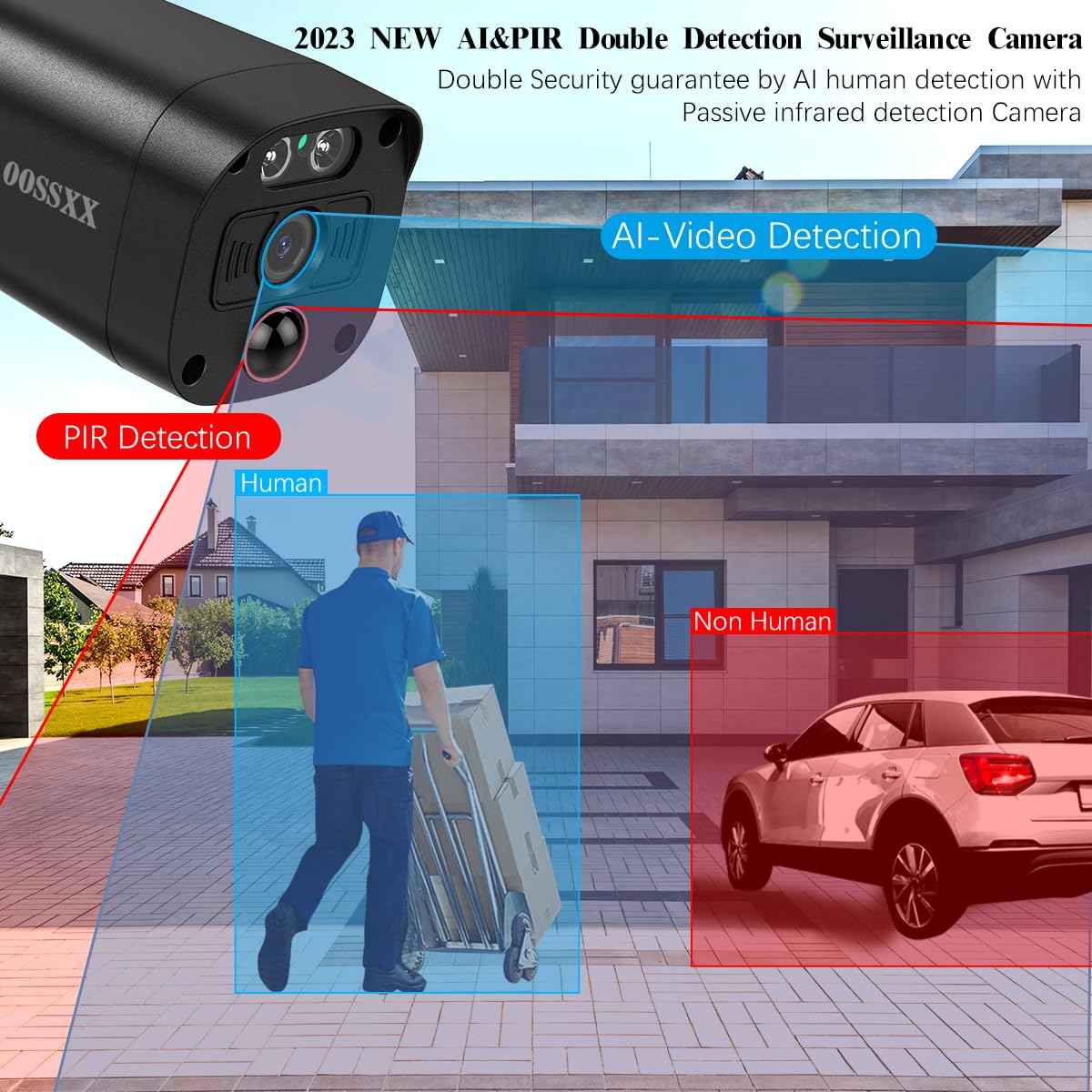 OOSSXX Black 4K IP 8MP PIR POE Extend Camera Outdoor Indoor Video Surveillance Security Waterproof Wired POE Camera