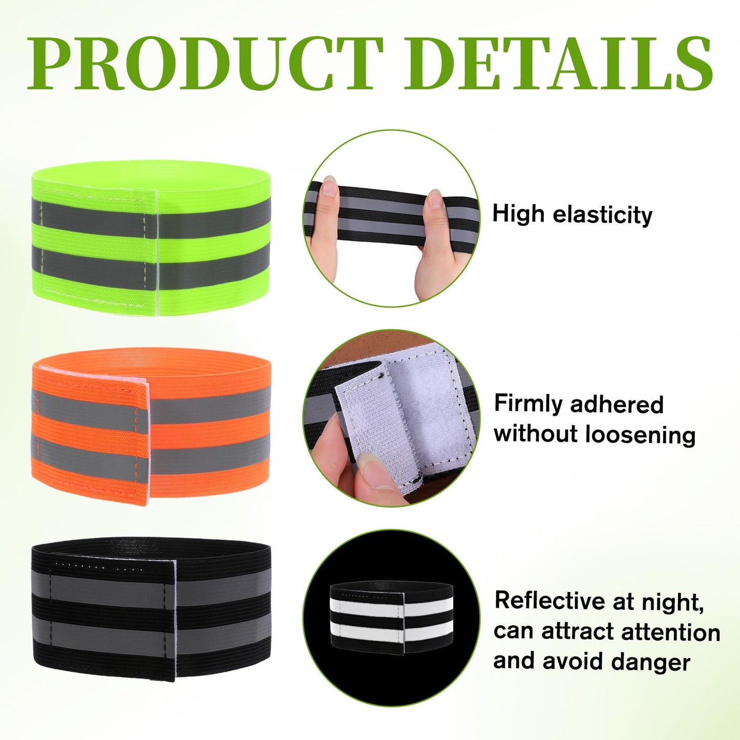Xelsluthe 6 PCS High Visibility Reflective Bands for Arm Ankle Wrist Leg, Elastic Reflective Armbands, Adjustable Safety Reflector Straps Bracelets for Night Running Gear Walking Cycling, Unisex