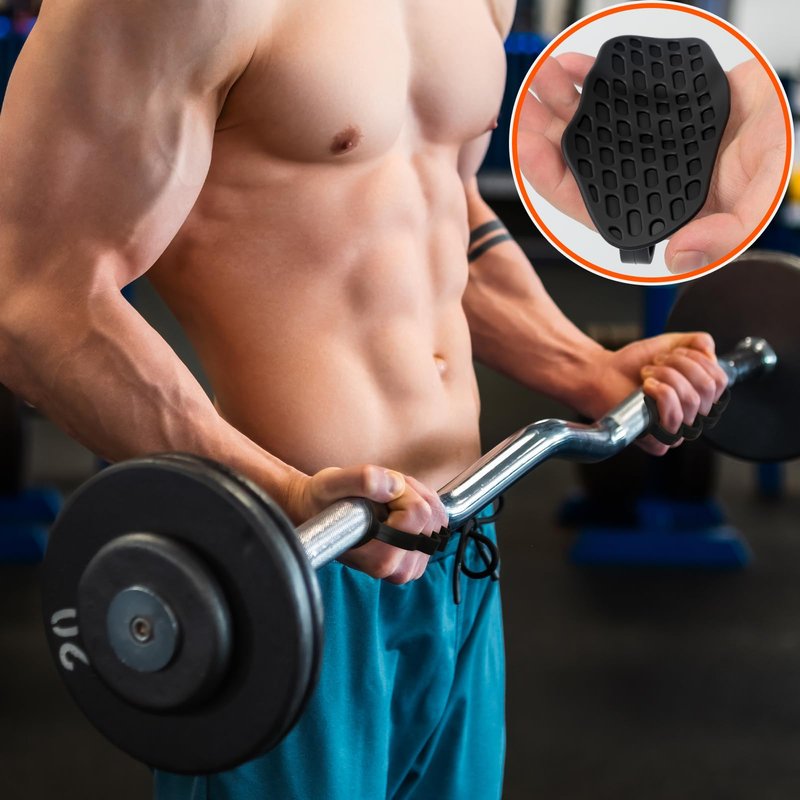 VZZNN 6 Pack Non-Slip Rubber Grips for Weight Lifting - 4 Hole Lifting Gloves with Storage Box for Men and Women Training Palm Protectors for Gym Intensive Training and Exercise (Black)