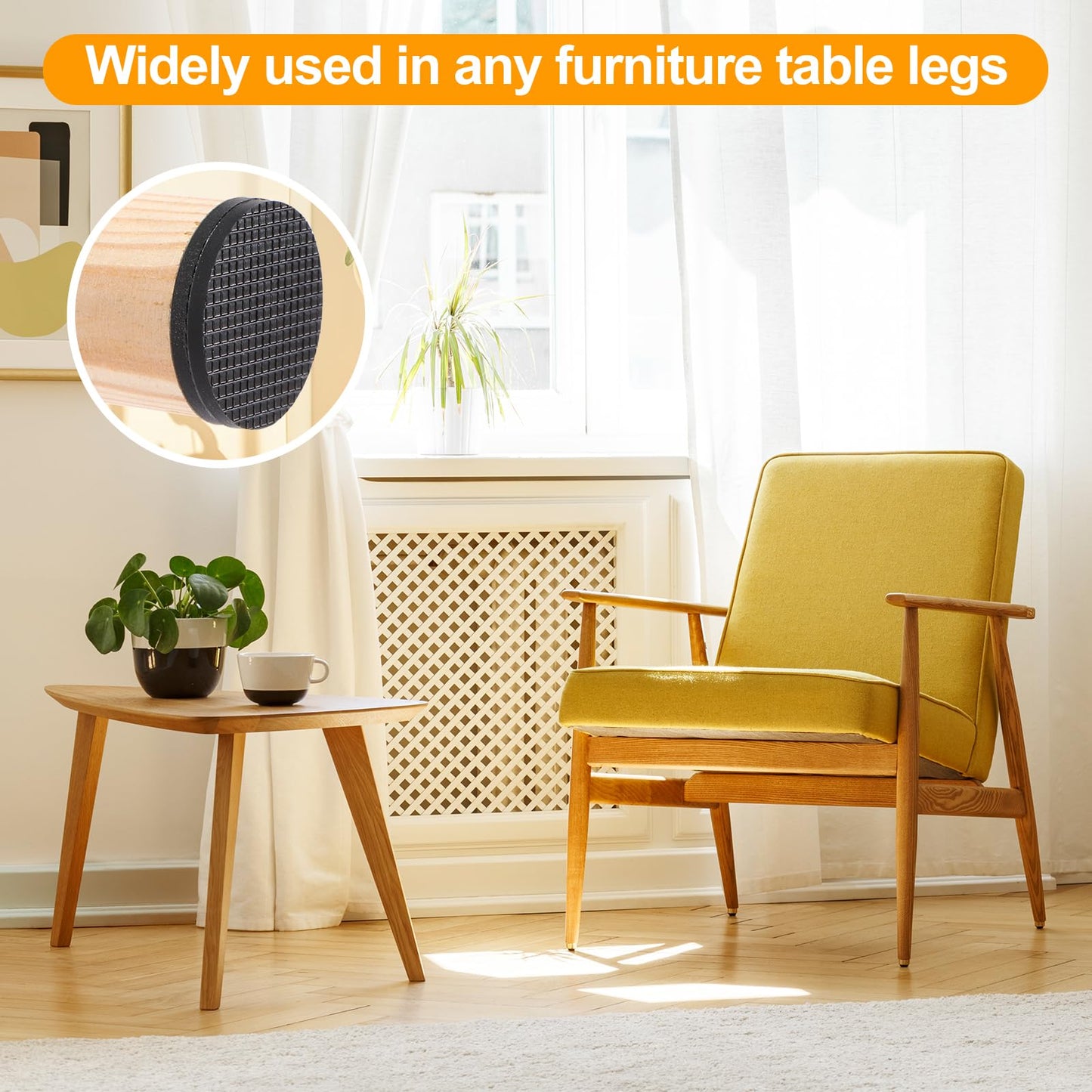 CHUNZEXI Non Slip Furniture Pads - 12 Premium Furniture Grippers Self Adhesive Rubber Furniture Feet, Anti Slide Furniture Hardwood Floor Protector for Keep Couch Stoppers (3 inch Round)