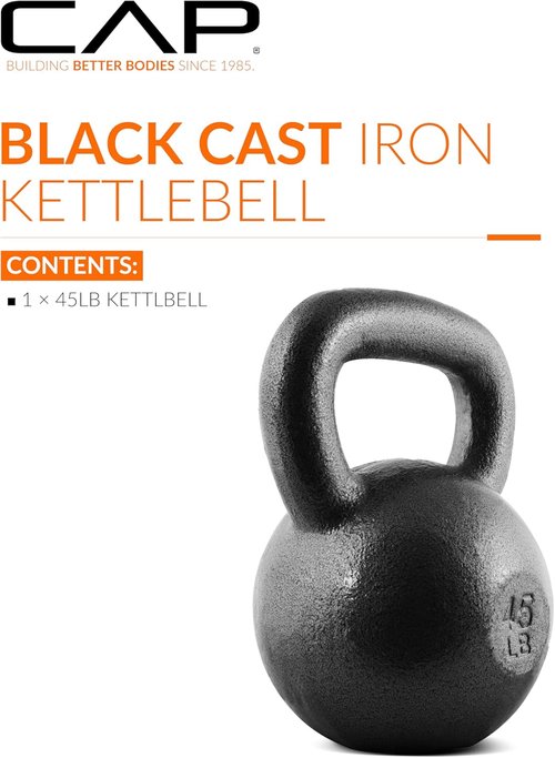CAP Barbell Cast Iron Kettlebell - Durable Coated Options with Multiple Weight Choices