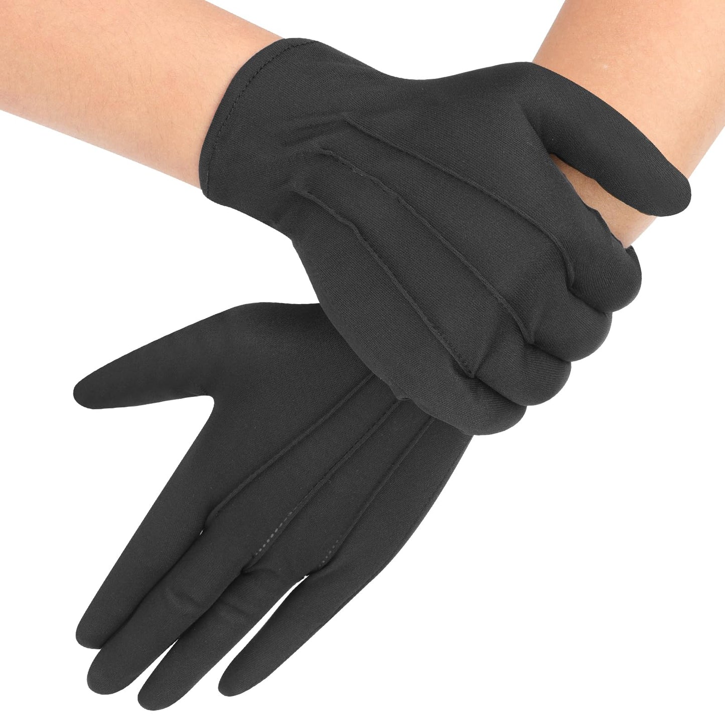 Senkary 3 Pairs Black Cotton Gloves for Men Women, Parade Formal Costume Gloves for Tuxedo Server Jewelry Inspection Guard