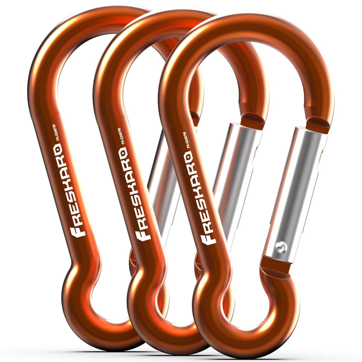 FresKaro Carabiner Clip, Heavy Duty Carabiners, Spring Snap Wire Gate Carbineers, Key and Keychain Karabiner 3inch, Strong Aluminum Caribiniers Hook, Fitness Accessories, Gourd Clips, 3Pack