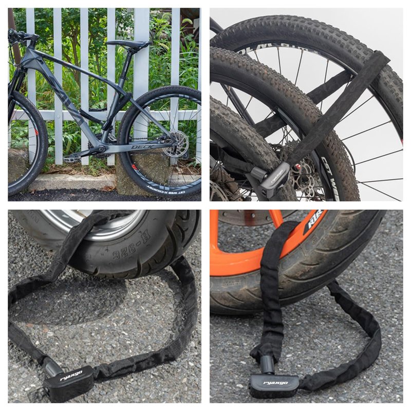 RYANGO Heavy Duty Anti Theft Bike Chain Lock, 2 Keys - Bicycle, Motorcycle, E-Bike, Scooter, Gate, Door, Fence