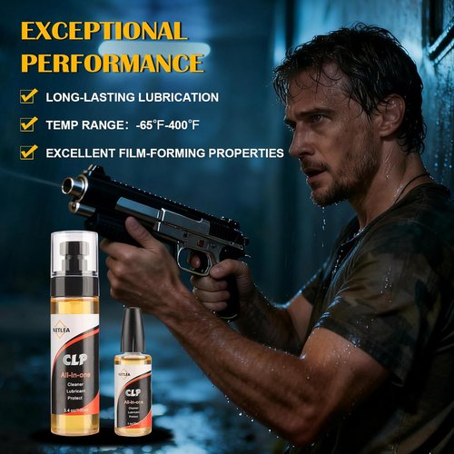 CLP Gun Cleaning Oil - 3.7oz Needle Oiler & Cleaner with Reusable Cloth Swabs for Firearm Maintenance