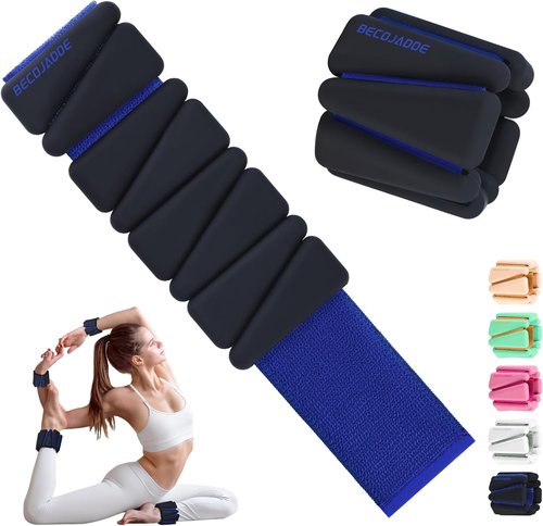 BECOJADDE Ankle Weights - Adjustable 1 lb/2 lb Set for Women & Men | Ideal for Walking, Yoga & Gym