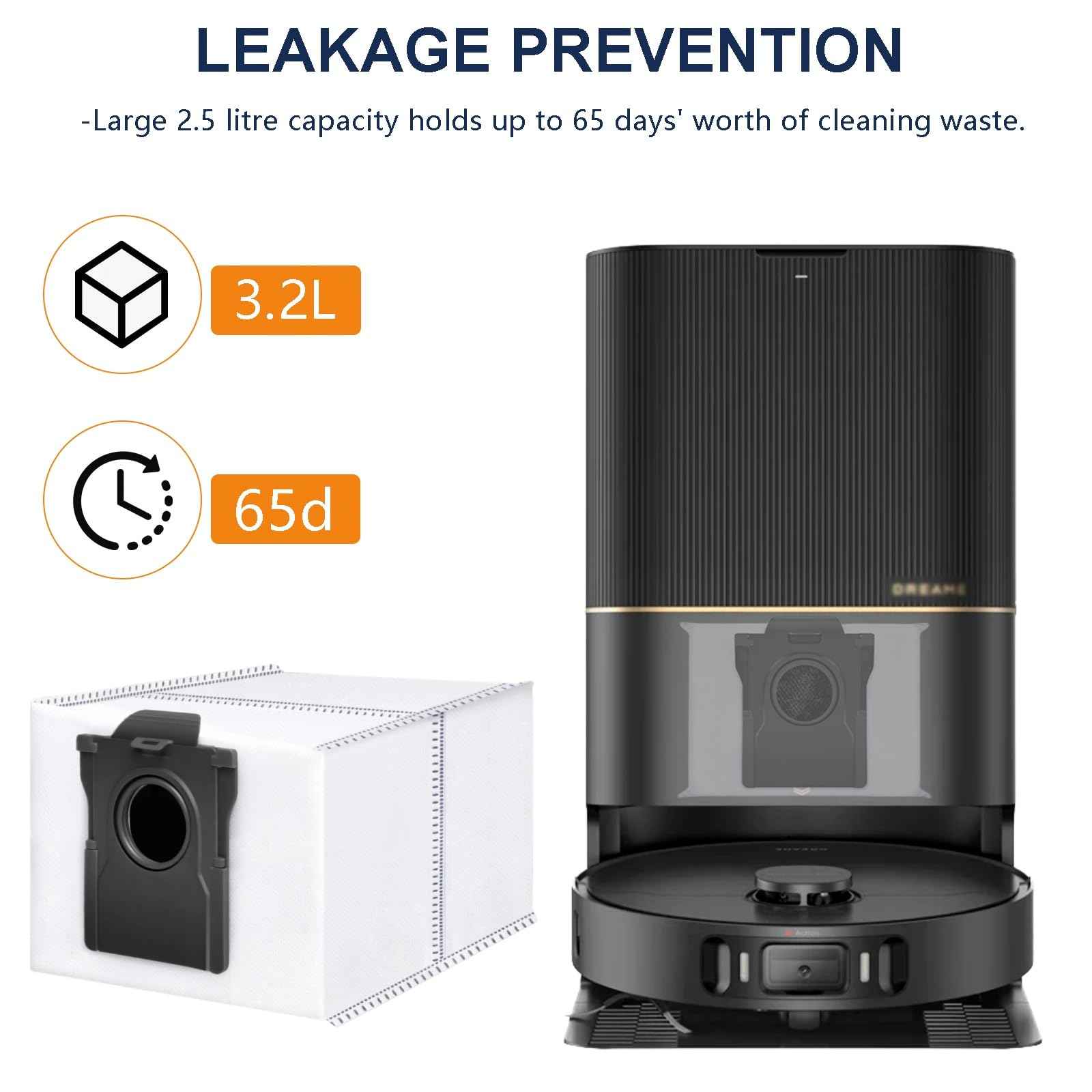 Bluearks 14Pcs Compatible with Dreame L10s Ultra Gen 2/X50 Ultra/L40 Ultra Robot Vacuum,3.2-Liter Large Capacity Activated Carbon Adsorptio Bags,Four-Layer Sealed Disposable dust bag,9 Week