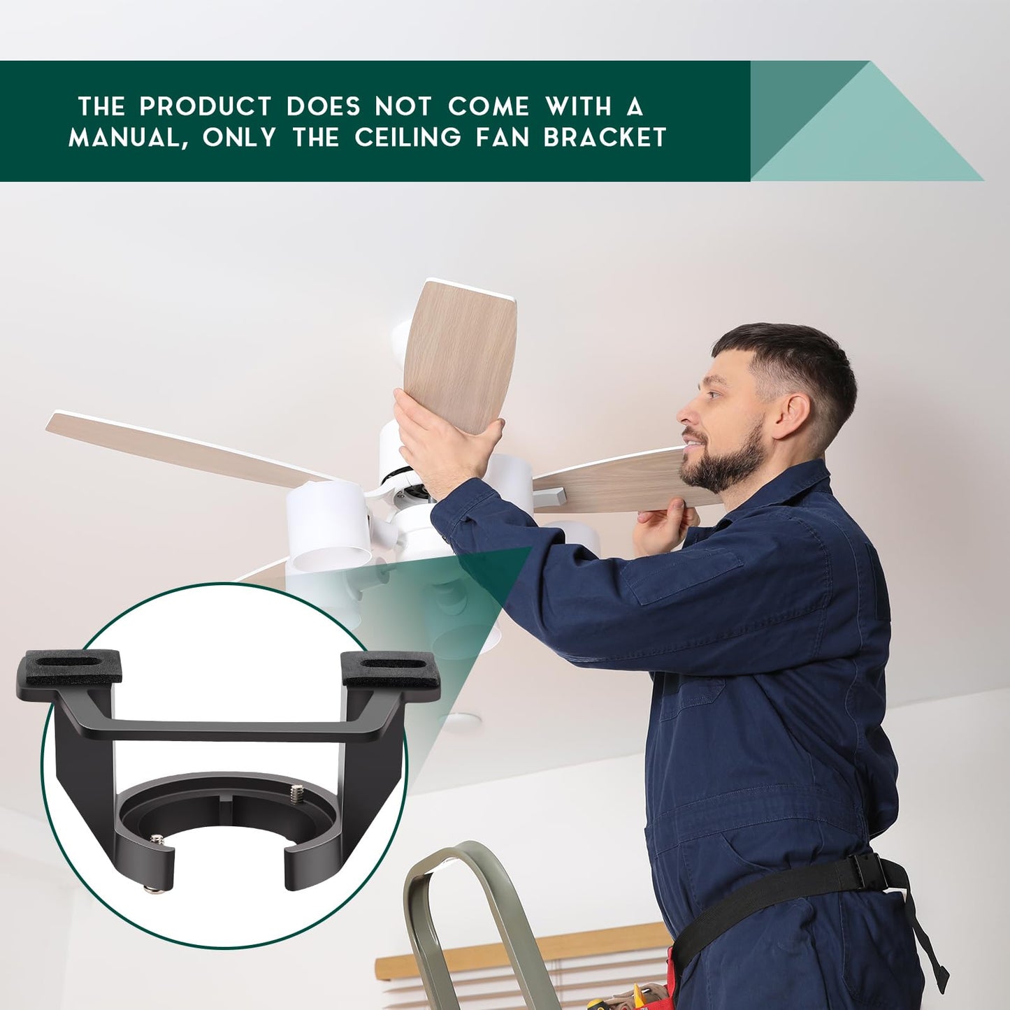 Zonon Ceiling Fan Mounting Bracket Ceiling Fan Mounting Kits for Cathedral Canopy Living Room, Black(1 Pcs,Without Wire)