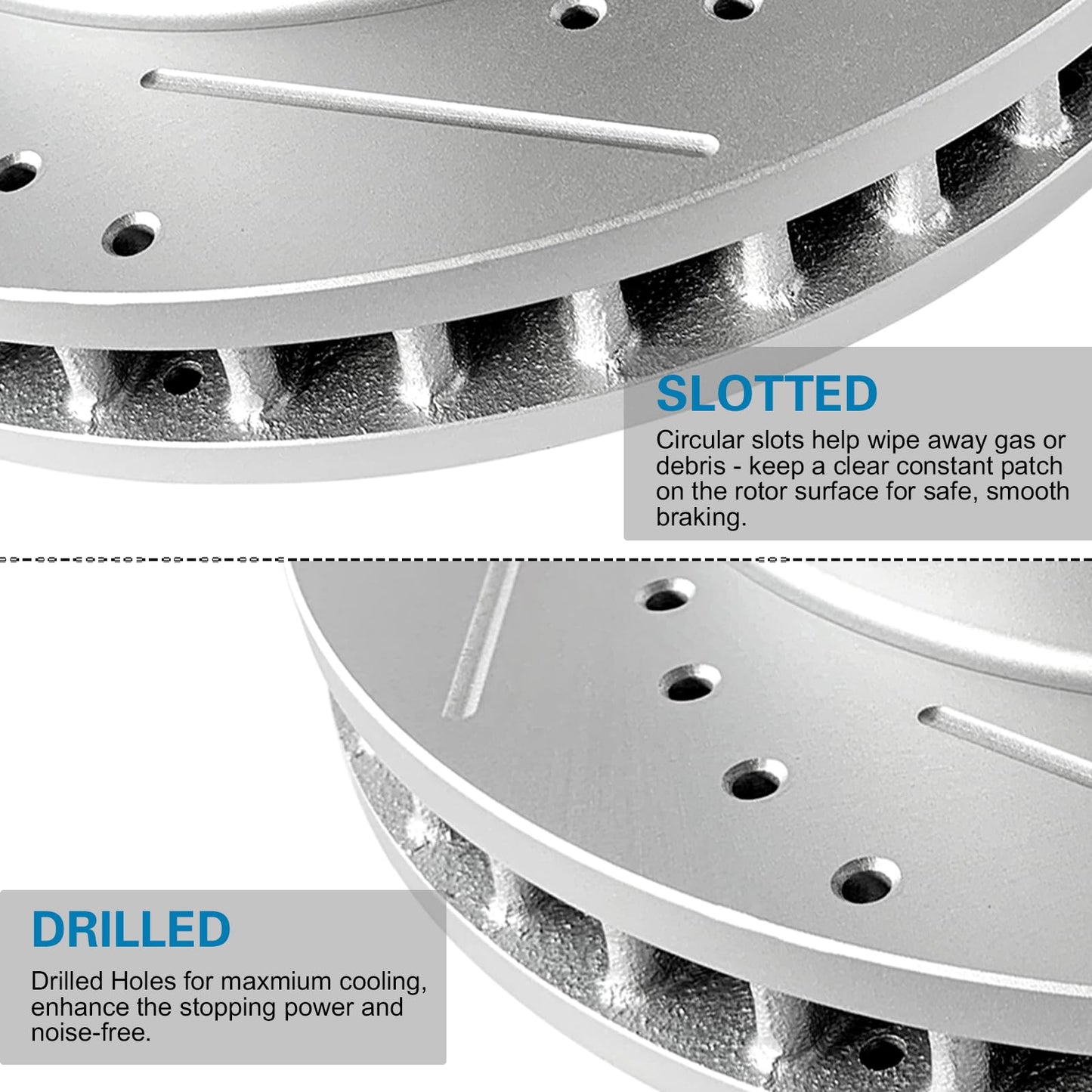 WEIZE Front and Rear Truck & Tow Brake Kit, Carbon Fiber Ceramic Brake Pads + Drilled Slotted Rotors, Fit for Chevy Silverado 1500 Suburban Tahoe GMC Sierra Yukon XL Cadillac Escalade 2007-2014