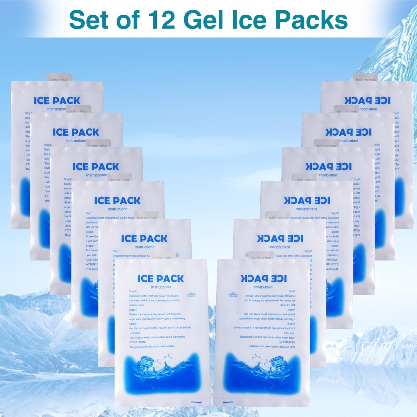 Skiennix 12Pcs Gel Ice Packs - Reusable Cold Packs for Cooling Vests & Injury Relief