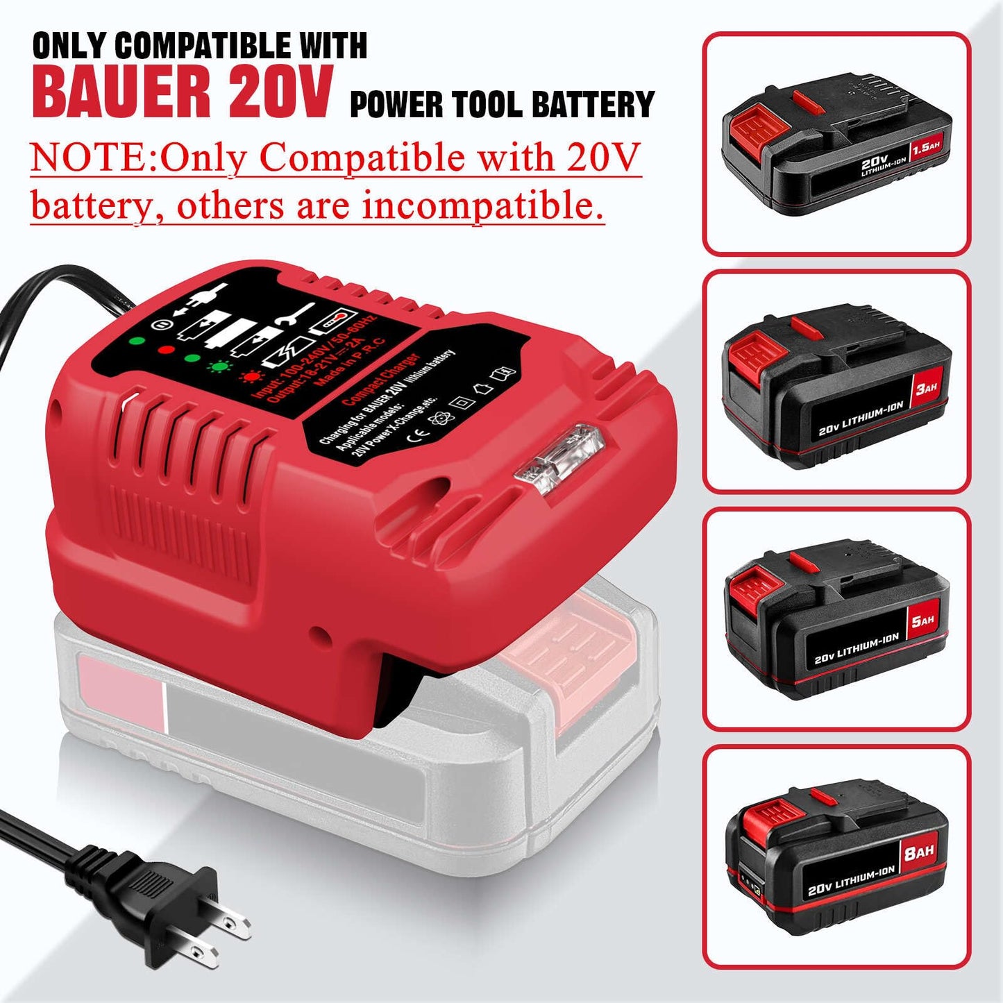 ASUNT 1701C-B 20V Battery Charger Replacement for Bauer 20V Hyper.max Lithium Ion Batteries Compact Mini Charger(Battery Not Included)