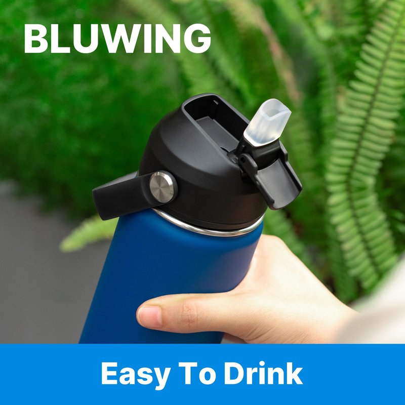 Bluwing Replacement Lid for Hydro Flask 12-64oz Wide Mouth, 2 Pack Straw Lids with Handle for Takeya, Iron Flask, koodee Wide Mouth Water Bottle, BPA Free(2 pack)