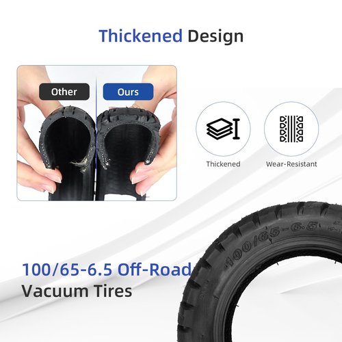 ulip 2 PCS 100/65-6.5 Off-Road Vacuum Tire for VSETT 11+ Zero 11X Dualtron for 11 Inch Electric Scooter Tubeless Wider and Thicker Tires Non-Slip Spare Wheels for Scooter