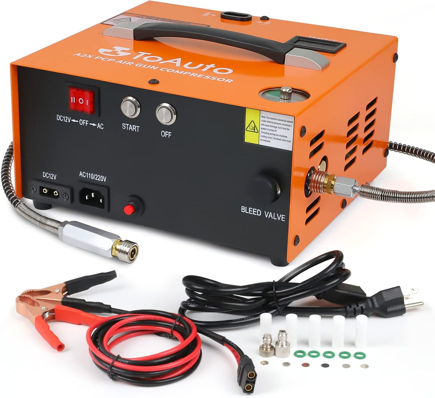 TOAUTO A2X PCP Air Compressor - Portable 4500Psi, One Button Start, Oil/Water-Free for Paintball & Scuba