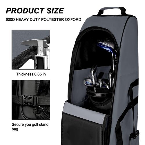 Goloni Golf Travel Bag with Wheels for Airlines, Heavy Duty Golf Club Travel Case, Water Resistant Golf Bag Cover for Air Travel, Portable Foldable Golf Luggage for Men Women
