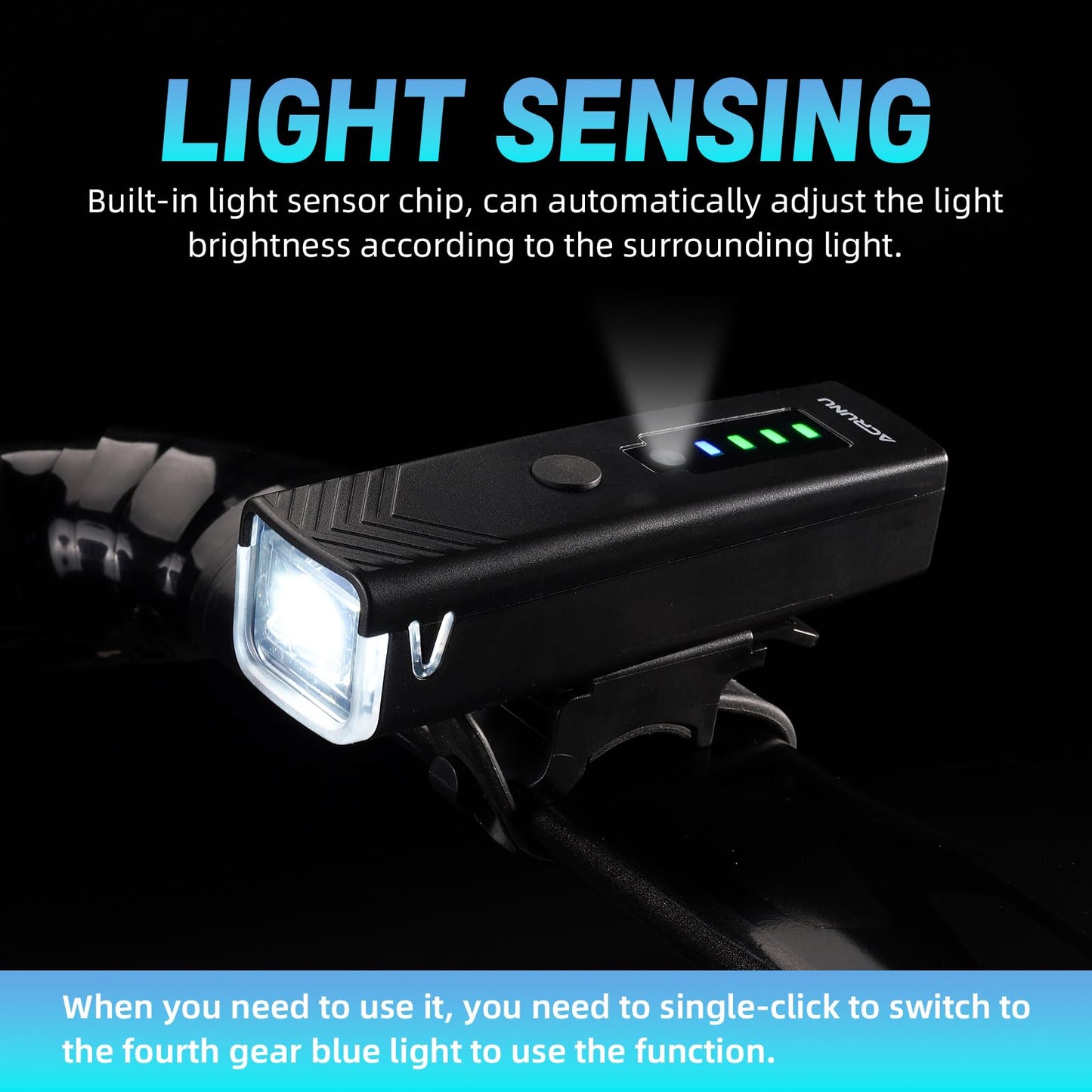 Bike Lights Front and Back, Mountain Bike Lights for Night Riding, Rechargeable USB-C Strong Brightness Bike Headlight with Tail Light, Stroller Lights for Walking at Night,Bike Lights Kids (Blue)