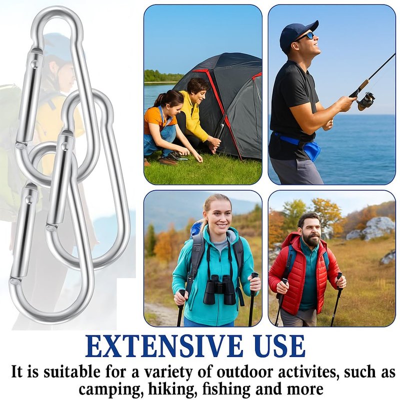 100pcs Mini Aluminum Bulk Carabiner Spring Clip Hook Keychain Buckle Pack Carabeaner for Camping Hiking Rv Fishing Bottle Backpack Traveling, Silver