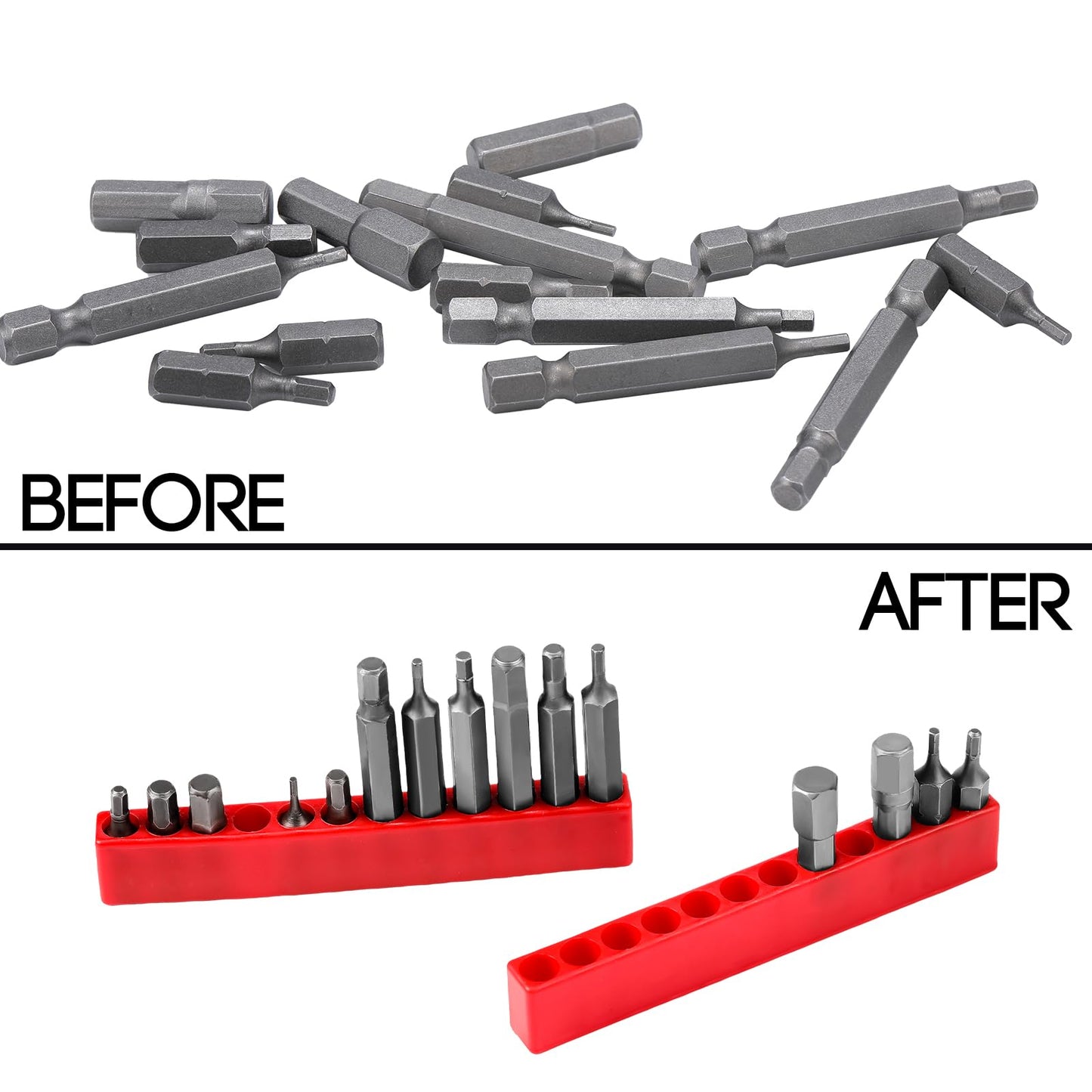 Kigley 20 Pcs 12 Holes Hex Shank Bit Holder Screwdriver Head Drill Bit Organizer Plastic Storage Case Fit for 1/4 Inch Hex Shank (Red)