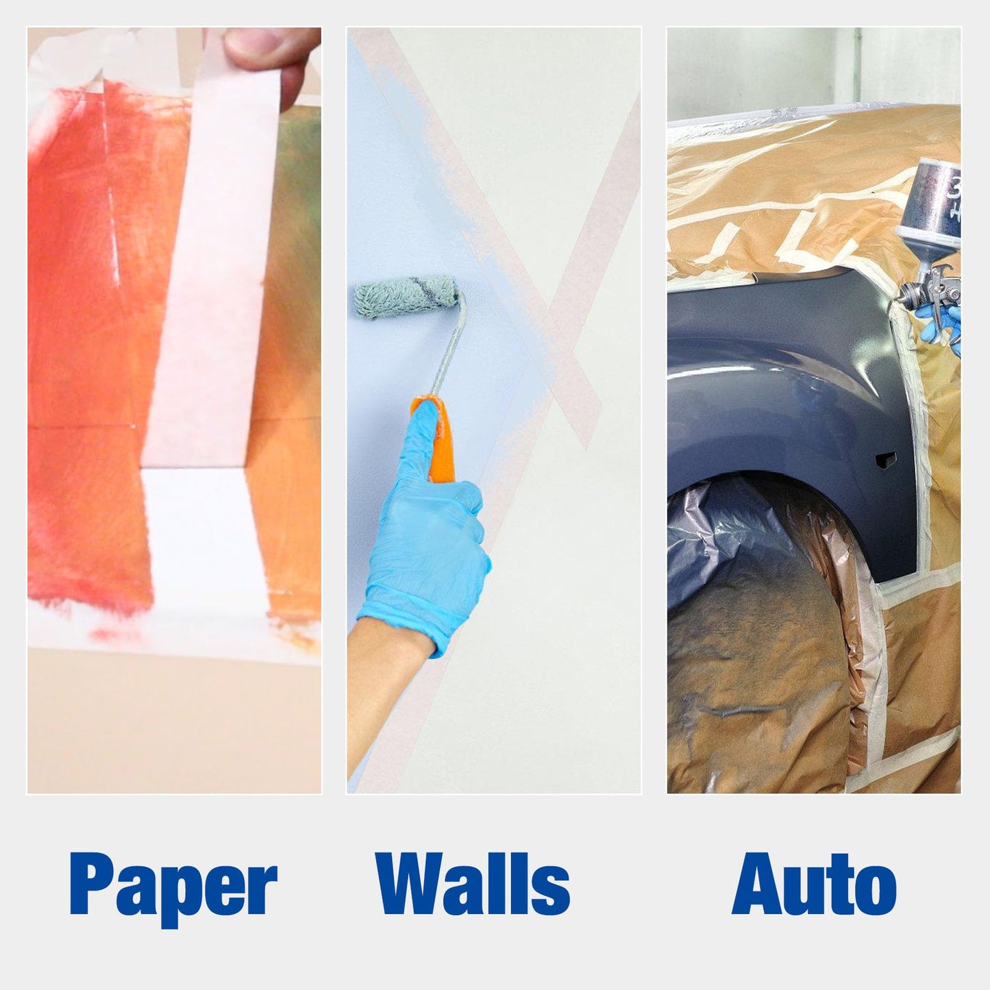 Maxwel Manufacturing Masking Tape Painters 1 Inch Wide - 60 Yards 3 Rolls No Residue Off White Auto Paint Masking Tape for General Purpose,Home Office DIY Paint,Labeling