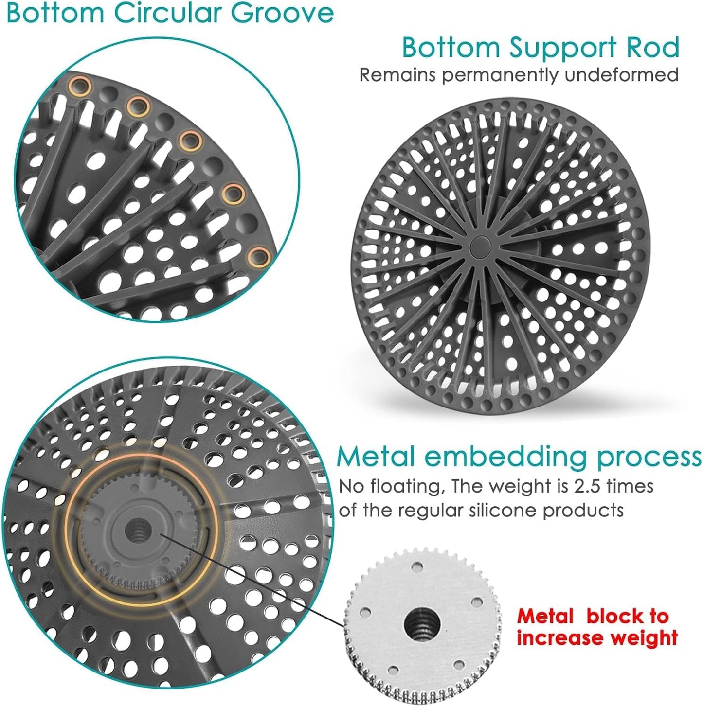 AWzzz Shower Drain Hair Catcher, 5.5in Shower Hair Catcher Large Premium Silicone Drain Protector Strainer, Shower Drain Cover for Shower Room, Floor Drain, Bathroom Sink, Dark Grey