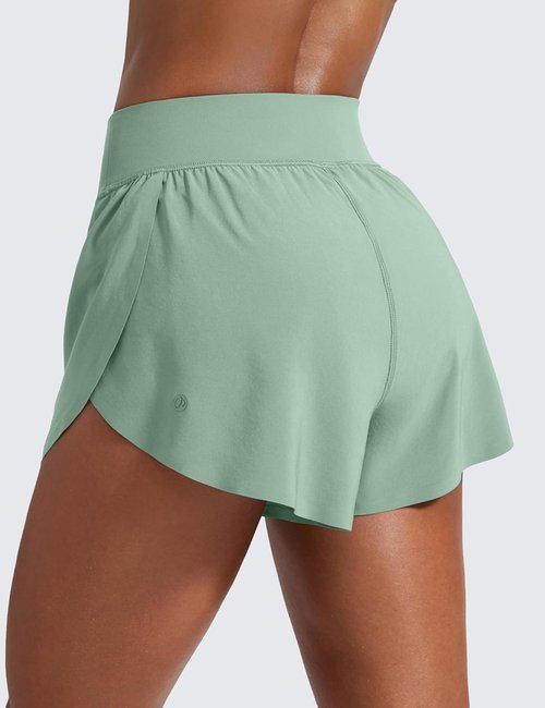 CRZ YOGA High Waisted Running Shorts - Comfortable Mesh Liner for Women | Quick Dry, 3" Length