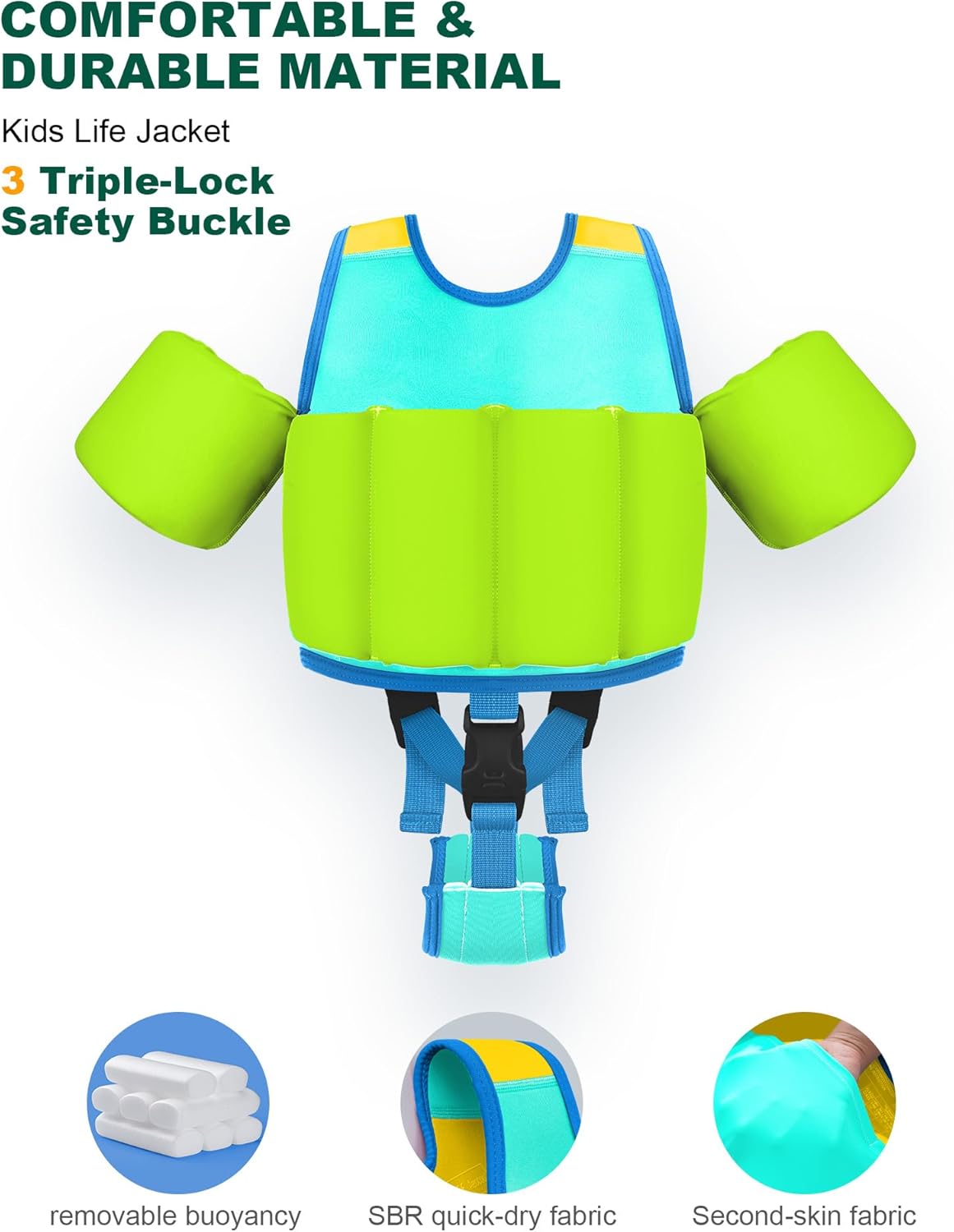 Skiennix Kids Swim Vest | Comfortable Float Jacket for Ages 1-9 | Bright Colors & Crotch Strap, 20-70 lbs