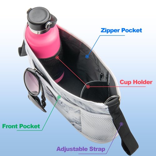 Cosmos Golf Push Cart Organizer Bag Universal Golf Accessories Storage Bag Adjustable Pouch with Drink Holders and Zipped Pockets for Most Carts