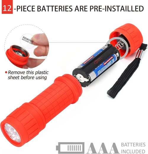 FASTPRO 9-LED Mini Flashlight Set - 4-Pack with AAA Batteries Included | Ideal for Camping & Events