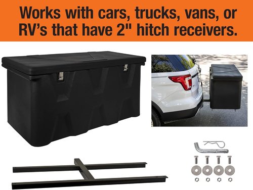 Buyers Products Poly Hitch Mounted Cargo Carrier - Waterproof Truck Bed Storage | 23x51x26, Steel Frame, Made in USA