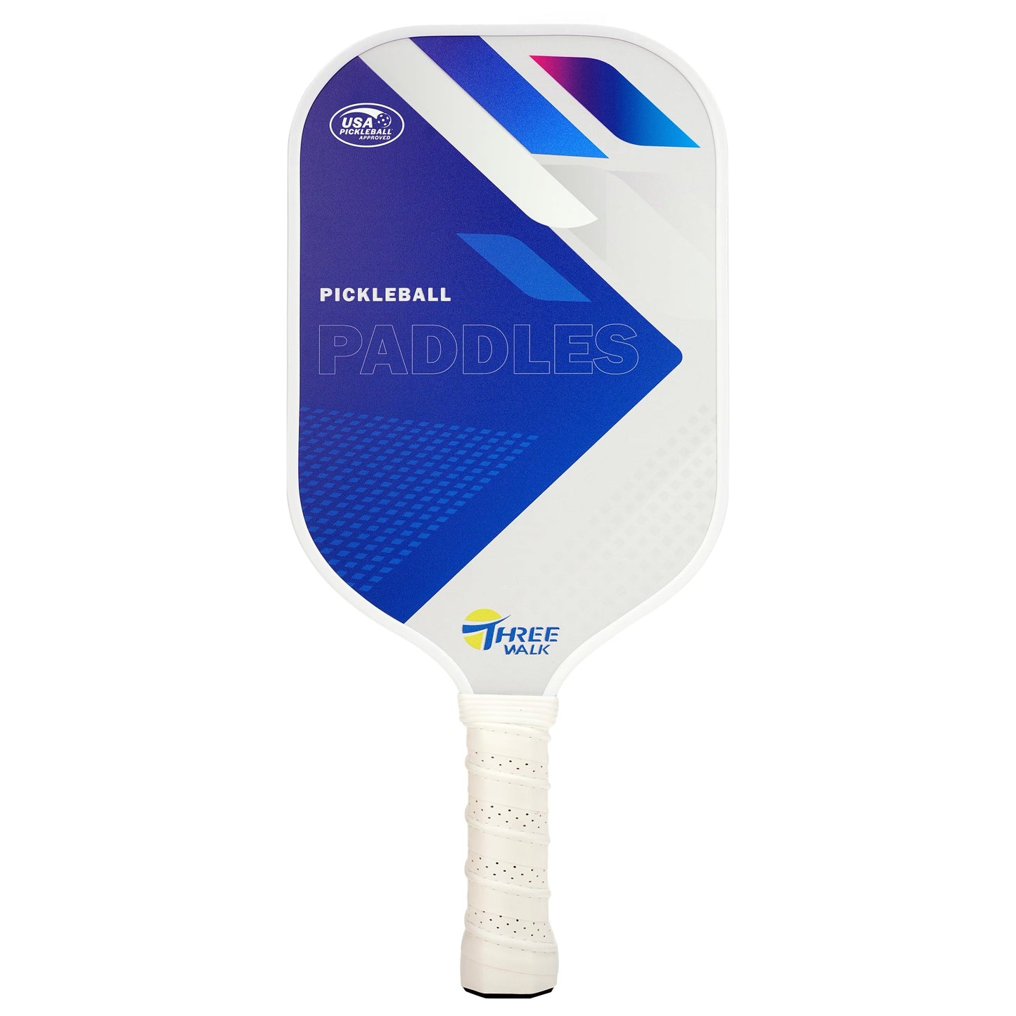 THREEWALK USAPA Approved Pickleball Paddle – Carbon Fiber Surface & Quiet 16mm Poly Core | Lightweight Control Paddle with Extended Handle & Edge Guard (Includes Paddle Cover, Blue/White)